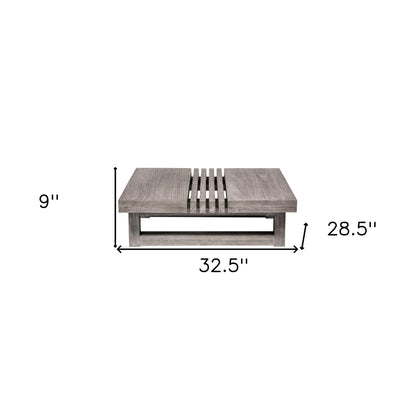 33" Gray Solid Wood Outdoor Coffee Table