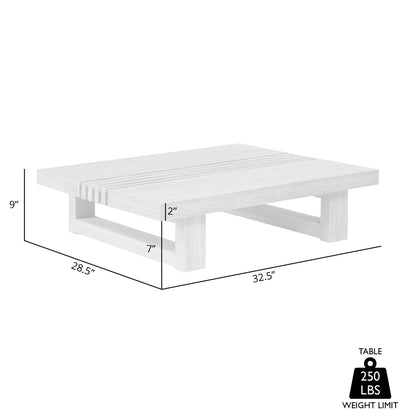 33" Gray Solid Wood Outdoor Coffee Table