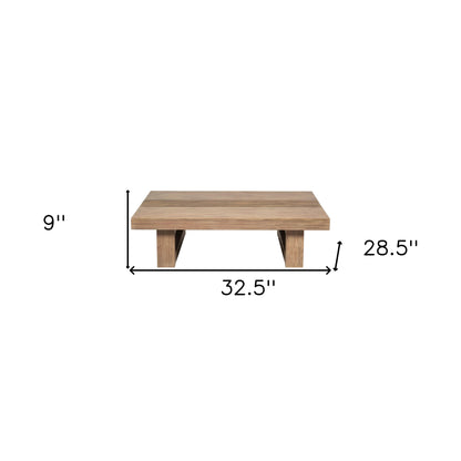 33" Natural Solid Wood Outdoor Coffee Table