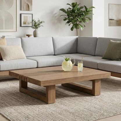 33" Natural Solid Wood Outdoor Coffee Table