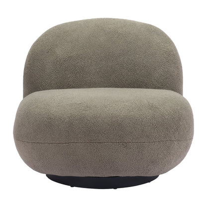 30" Khaki And Black Faux Shearling And Upholstered Slipper Chair