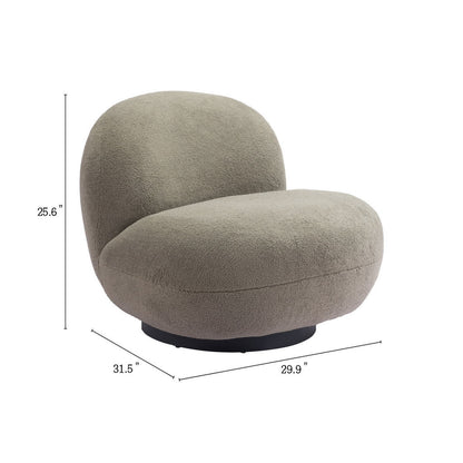 30" Khaki Green And Black Sherpa Slipper Chair