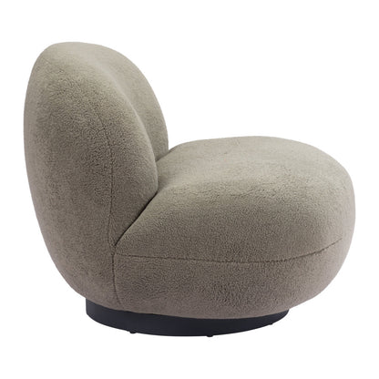 30" Khaki Green And Black Sherpa Slipper Chair