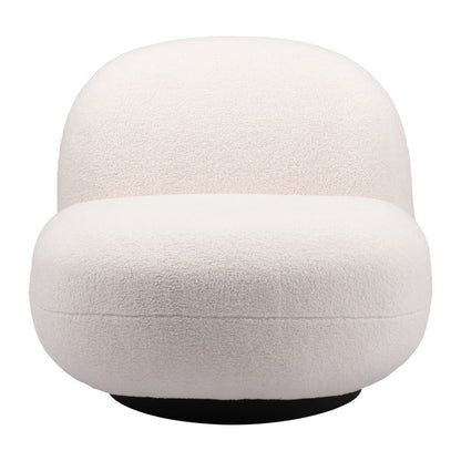 30" Cream And Black Faux Shearling And Upholstered Slipper Chair