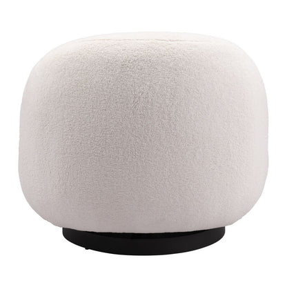 30" Cream And Black Faux Shearling And Upholstered Slipper Chair