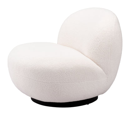 30" Cream And Black Sherpa Slipper Chair