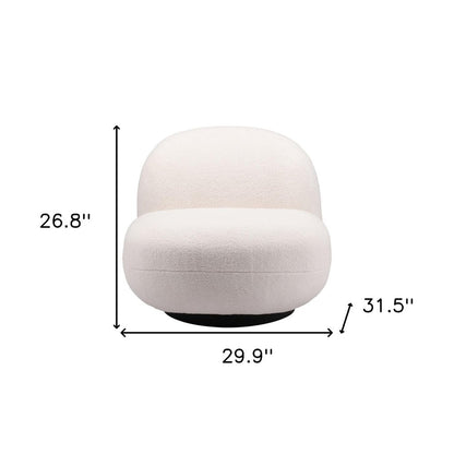 30" Cream And Black Faux Shearling And Upholstered Slipper Chair