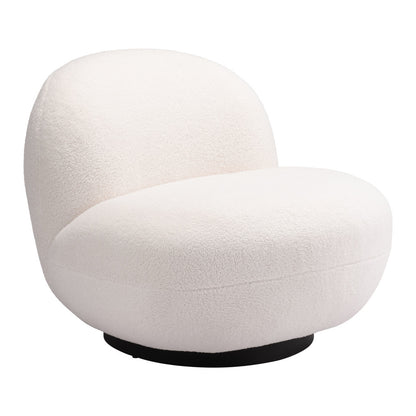 30" Cream And Black Sherpa Slipper Chair