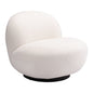 30" Cream And Black Faux Shearling And Upholstered Slipper Chair