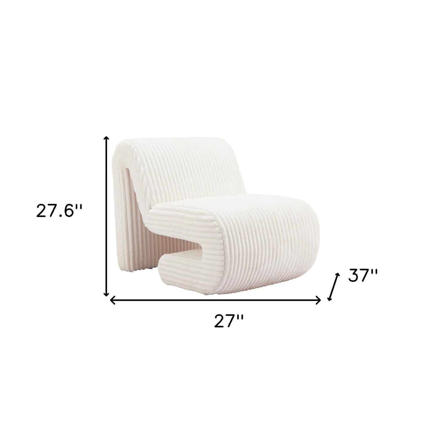 26" White Corduroy Contemporary Shaped Lounge Chair