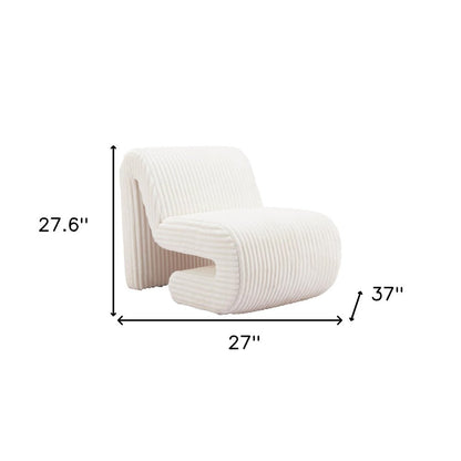 26" White Corduroy And Upholstered Lounge Chair