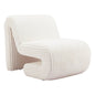 26" White Corduroy And Upholstered Lounge Chair