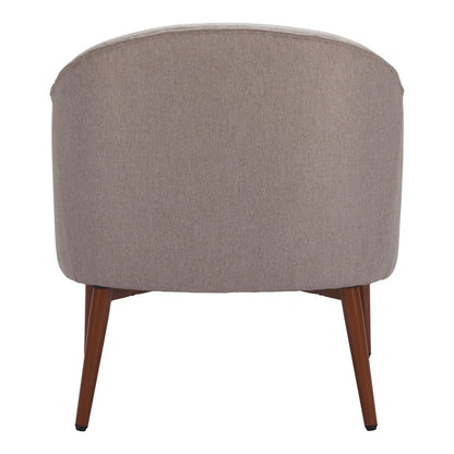 28" Gray And Brown Fabric And Upholstered Tufted Barrel Chair