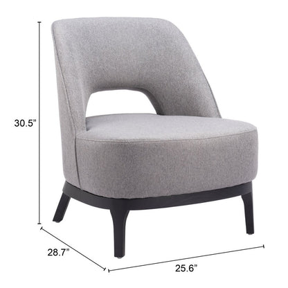 26" Gray And Black Upholstered Lounge Chair