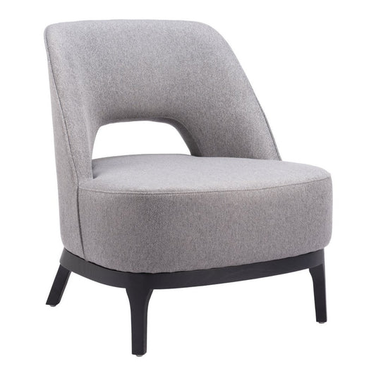 26" Gray And Black Upholstered Lounge Chair