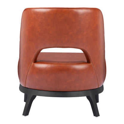 26" Brown And Black Faux Leather And Faux Leather Lounge Chair