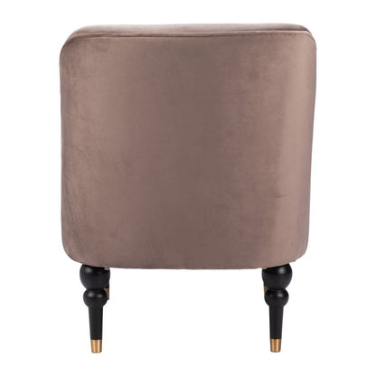 22" Taupe And Black And Gold Velvet And Upholstered Side Chair