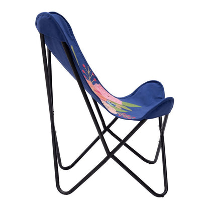 26" Blue And Black Tropical Butterfly Chair
