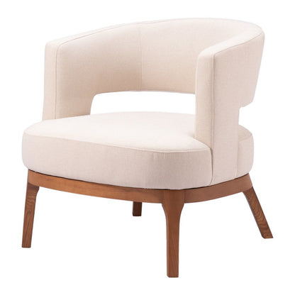 27" Beige And Brown Upholstered Arm Chair