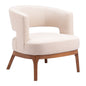 27" Beige And Brown Upholstered Arm Chair