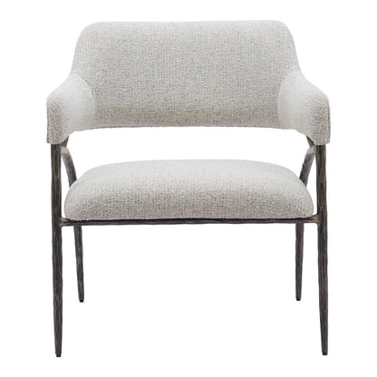 28" Gray And Black Upholstered Arm Chair