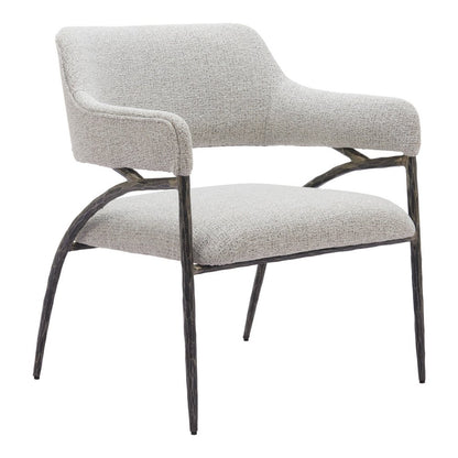 28" Gray And Black Upholstered Arm Chair