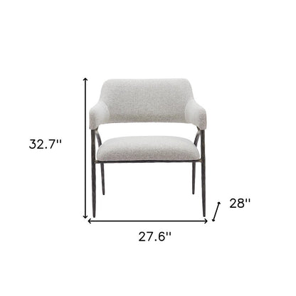 28" Gray And Black Upholstered Arm Chair