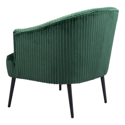 26" Green And Black Corduroy Tufted Arm Chair