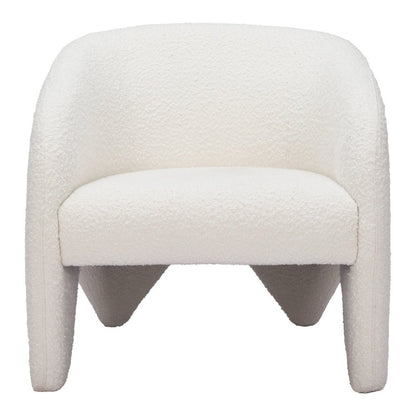 30" White Faux Shearling And Upholstered Arm Chair