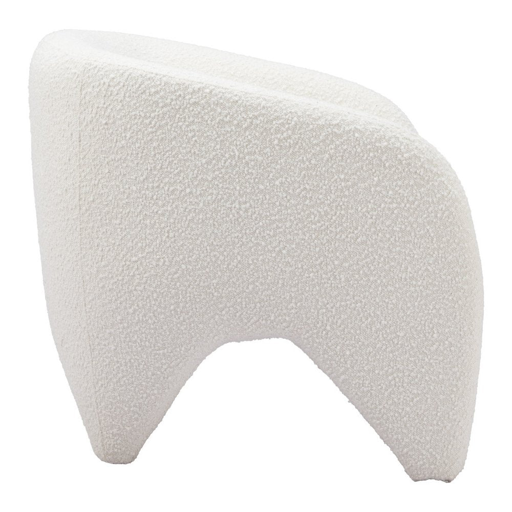 30" White Faux Shearling And Upholstered Arm Chair