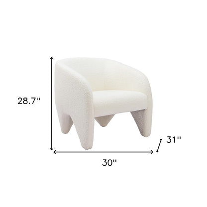 30" White Faux Shearling And Upholstered Arm Chair