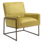 26" Olive Green And Bronze Velvet And Upholstered Arm Chair