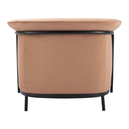 35" Tan And Black Upholstered Arm Chair