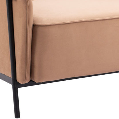 35" Tan And Black Upholstered Arm Chair