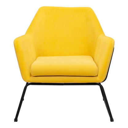 29" Yellow And Black Velvet Arm Chair