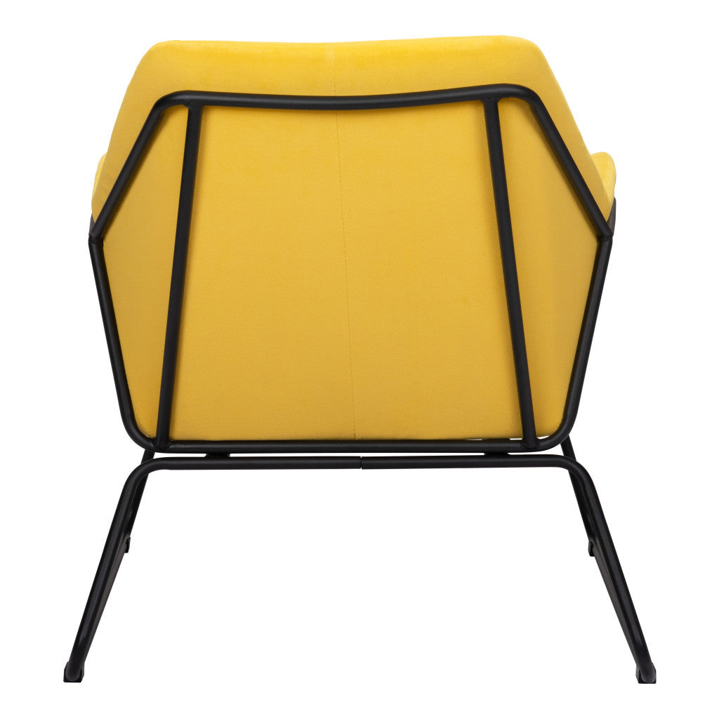 29" Yellow And Black Velvet Arm Chair