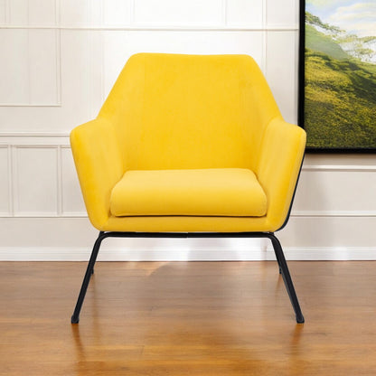 29" Yellow And Black Velvet Arm Chair