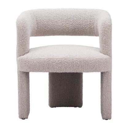 27" Beige Faux Shearling And Upholstered Arm Chair
