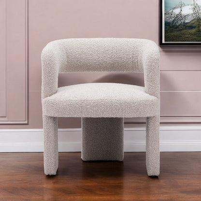 27" Beige Faux Shearling And Upholstered Arm Chair