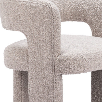 27" Beige Faux Shearling And Upholstered Arm Chair