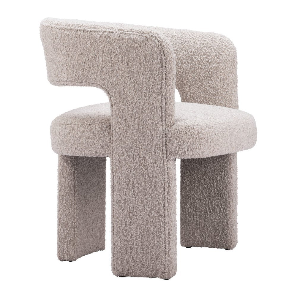 27" Beige Faux Shearling And Upholstered Arm Chair