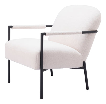 26" Ivory And Black Sherpa Arm Chair