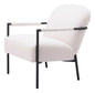 26" Ivory And Black Faux Shearling And Upholstered Arm Chair