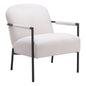 26" Ivory And Black Faux Shearling And Upholstered Arm Chair