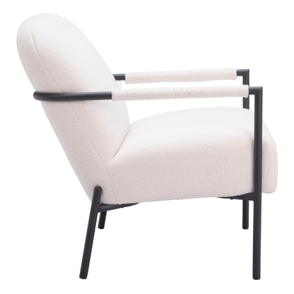 26" Ivory And Black Sherpa Arm Chair