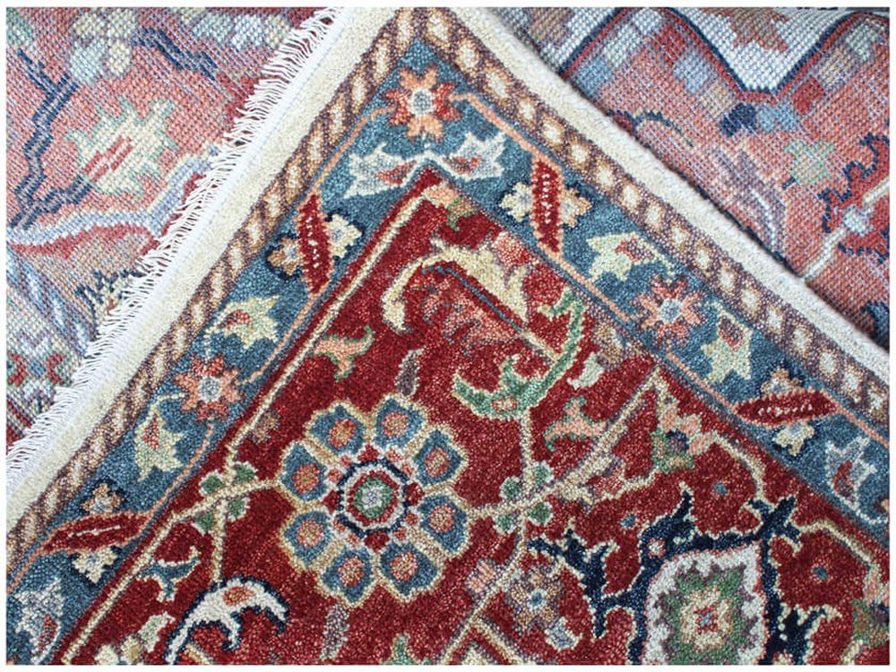 8' X 10' Rust and Gray Oriental Hand Knotted Area Rug With Fringe