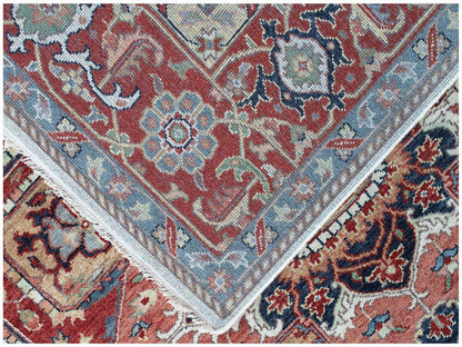 8' X 10' Rust and Gray Oriental Hand Knotted Area Rug With Fringe