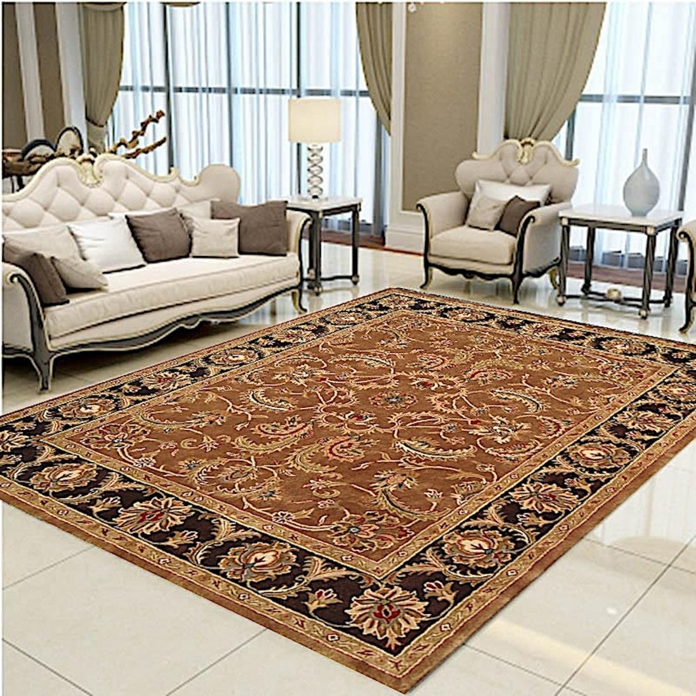 5' X 8' Brown Oriental Hand Tufted Non Skid Area Rug