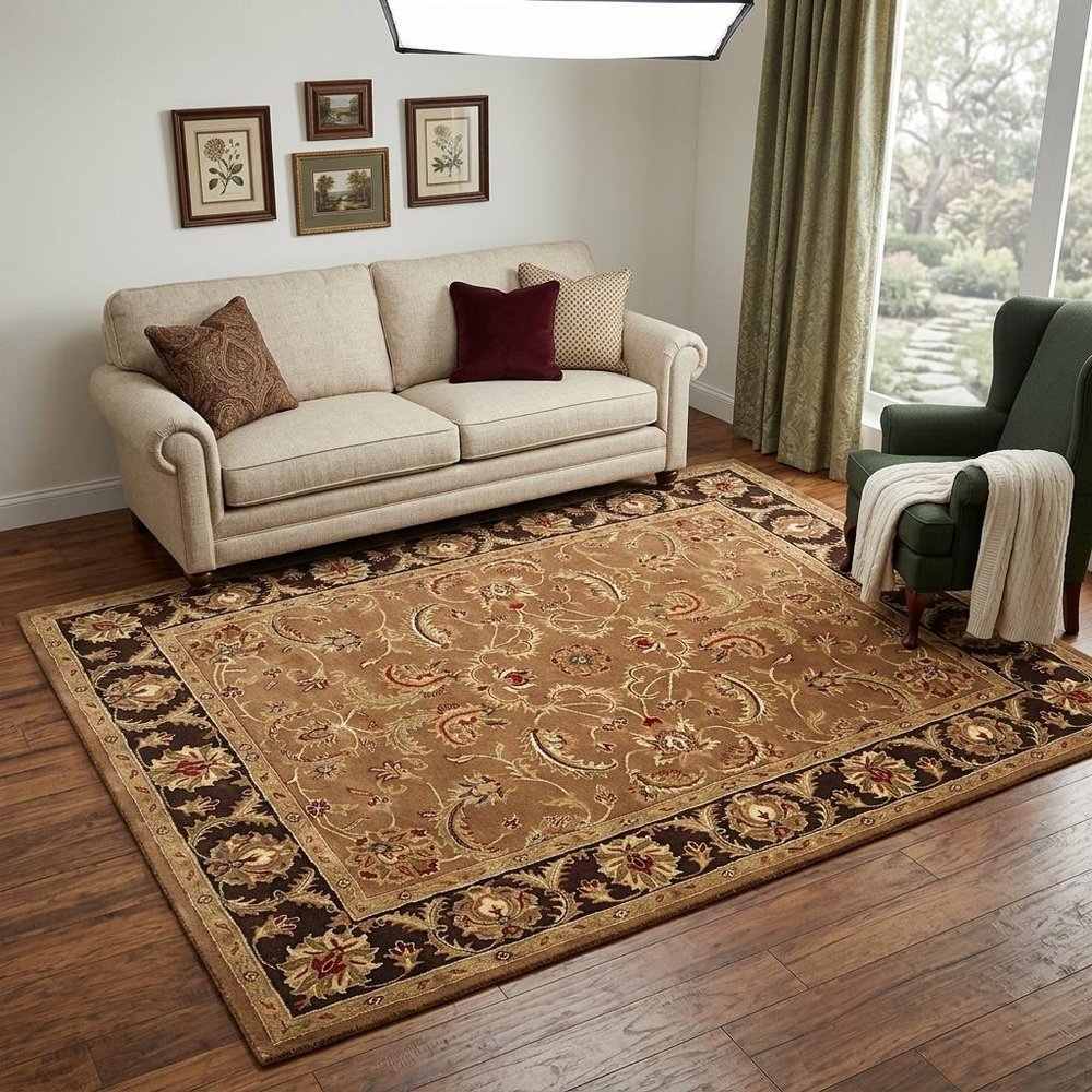 5' X 8' Brown Oriental Hand Tufted Non Skid Area Rug
