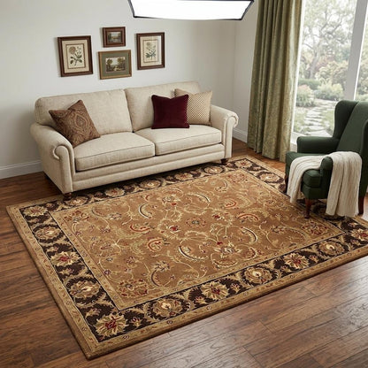 5' X 8' Brown Oriental Hand Tufted Non Skid Area Rug